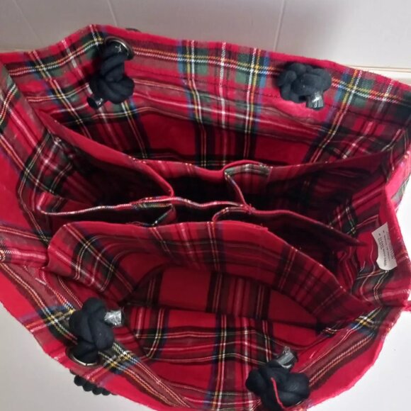 Aspen Wine 6 Bottle Tote Red Plaid Flannel Reusable - Picture 3 of 4